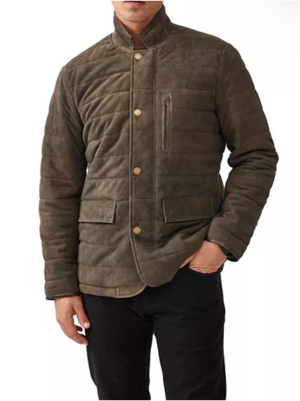 Rodd & Gunn Jacket Mens Size M Brown Quilted Full Zip Stand Collar